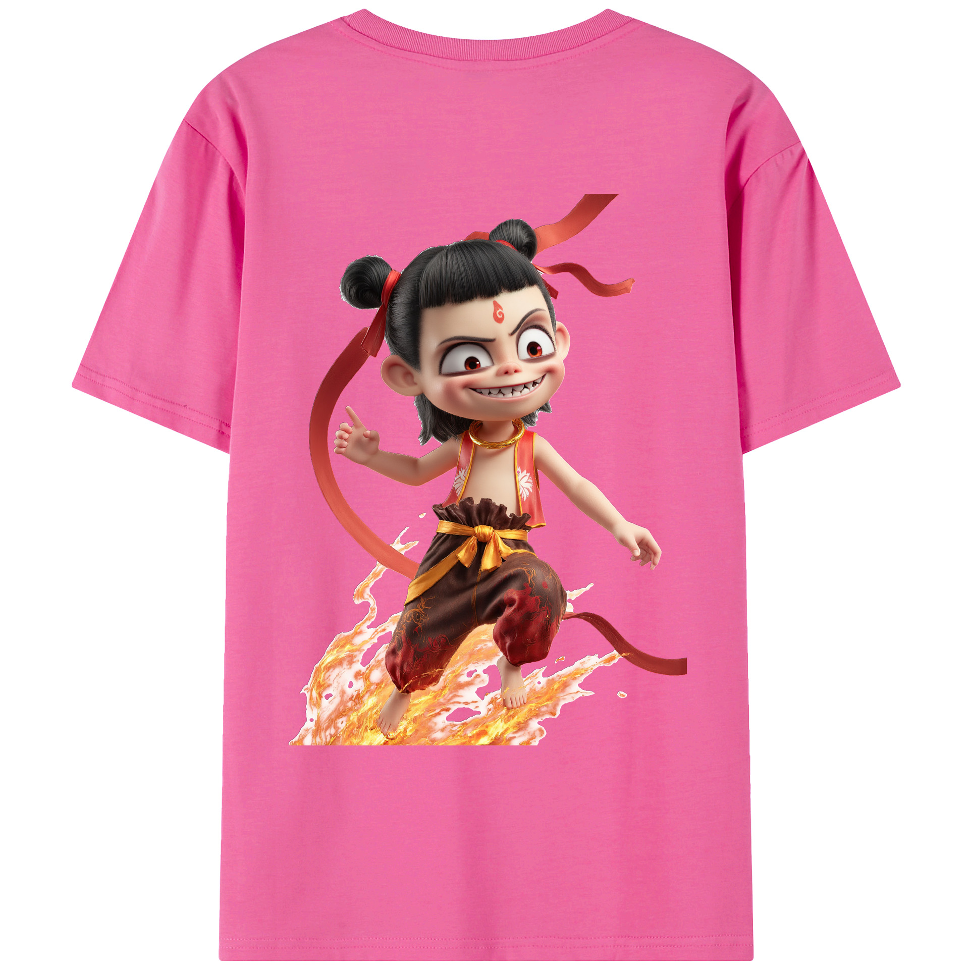 （画像用） Ne Zha 2 ナタ 魔童の大暴れ レディース半袖Tシャツ(バックプリント)